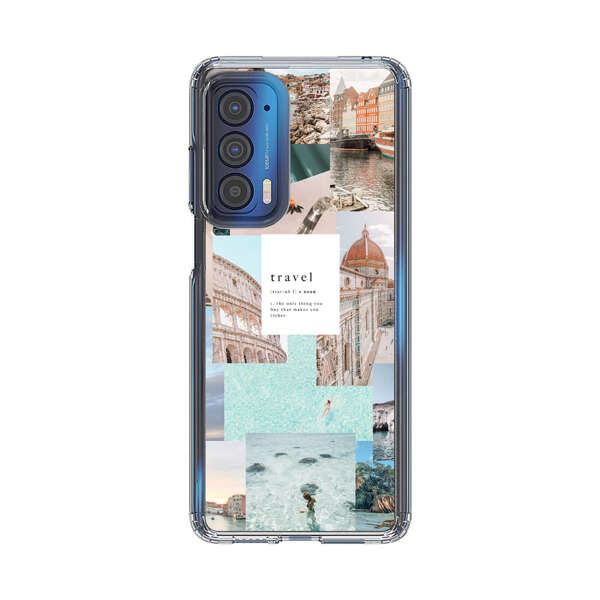 Travel Scenic Collage with Landmarks and Coastline Motorola Edge (2021) Case