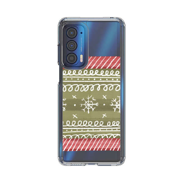 Winter Pattern with Snowflakes and Red Stripes Motorola Edge (2021) Case