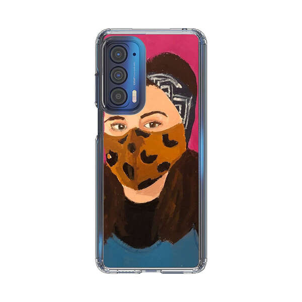 Woman Leopard Print Face Mask Motorola Edge (2021) Case
