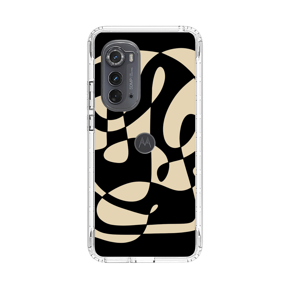 Modern Abstract Beige and Black Geometry Motorola Edge (2022) Case