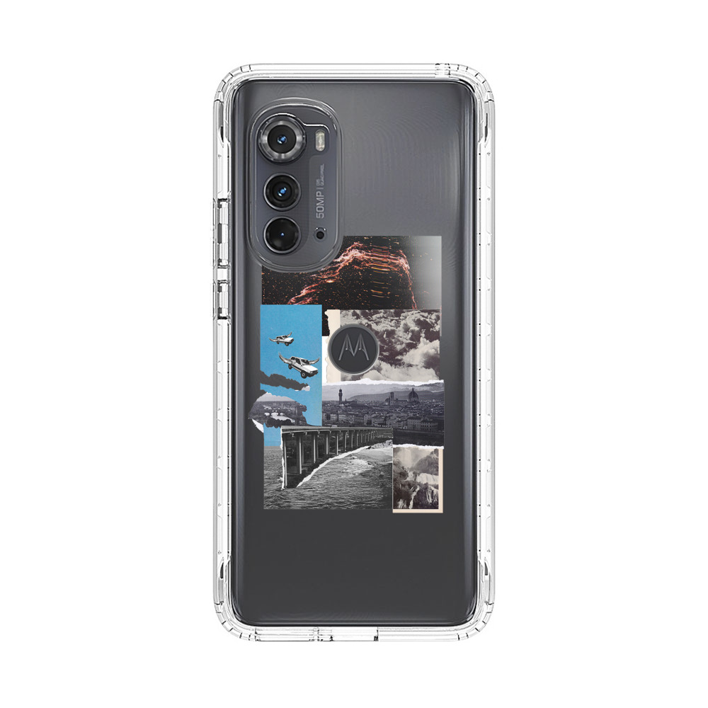 Vintage Collage with Aviation, Bridge, and Cityscape Motorola Edge (2022) Case