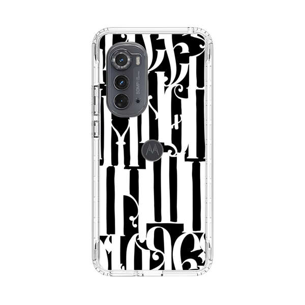 Abstract Black and White Pattern with Ornamental Letters Motorola Edge (2022) Case