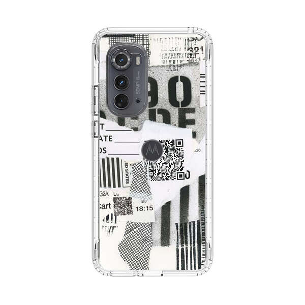 Abstract Collage Torn Paper Barcodes Motorola Edge (2022) Case