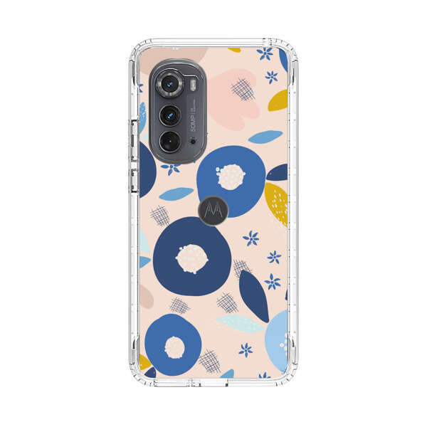 Abstract Floral Pattern with Blue, Pink and Mustard Flowers Motorola Edge (2022) Case