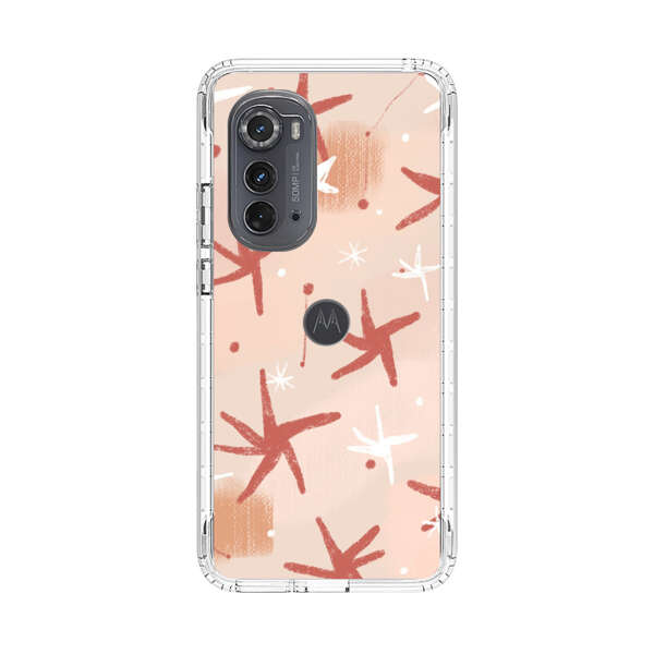 Abstract Star Pattern Red and White on Beige Background Motorola Edge (2022) Case