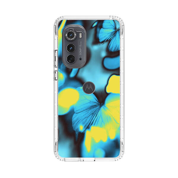Blue Butterflies Glowing Abstract Background Motorola Edge (2022) Case