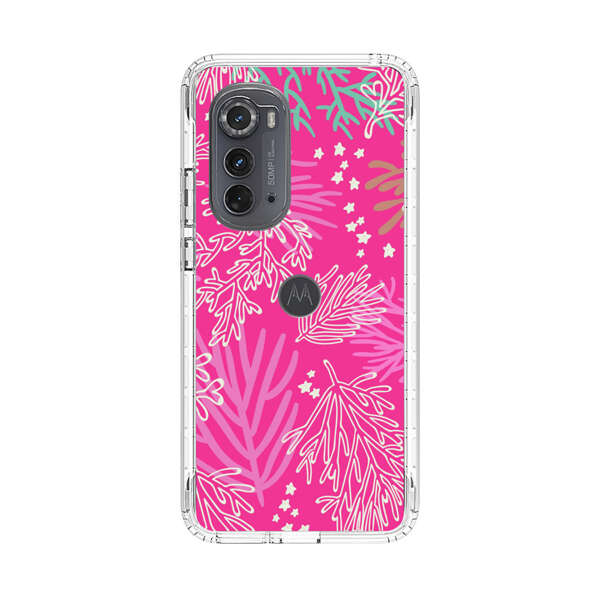 Bright Pink Tropical Leaf Pattern Motorola Edge (2022) Case