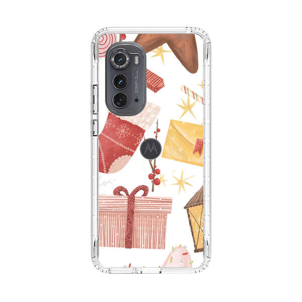 Christmas Festive Pattern with Gingerbread and Gifts Motorola Edge (2022) Case