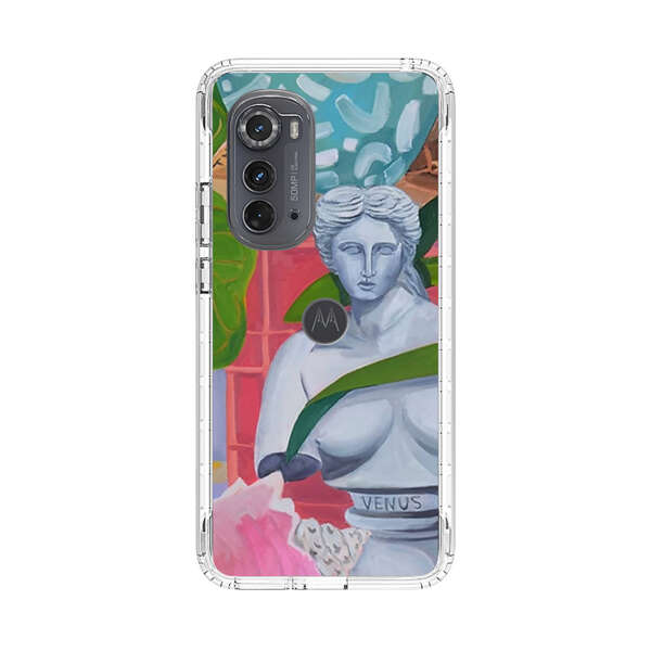 Classical Venus Bust with Green Leaves and Vibrant Vases Motorola Edge (2022) Case