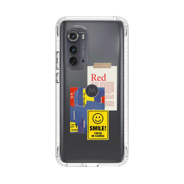 Collage Torn Paper Smiley Face Yellow Sign Motorola Edge (2022) Case