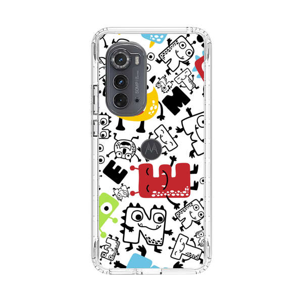 Colorful Cartoon Monsters Letters Pattern Motorola Edge (2022) Case