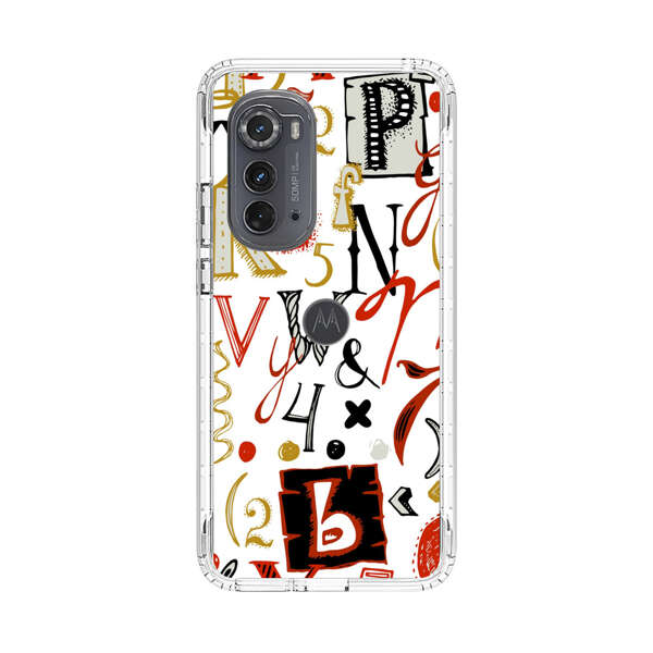 Colorful Hand Drawn Letters and Numbers Pattern Motorola Edge (2022) Case