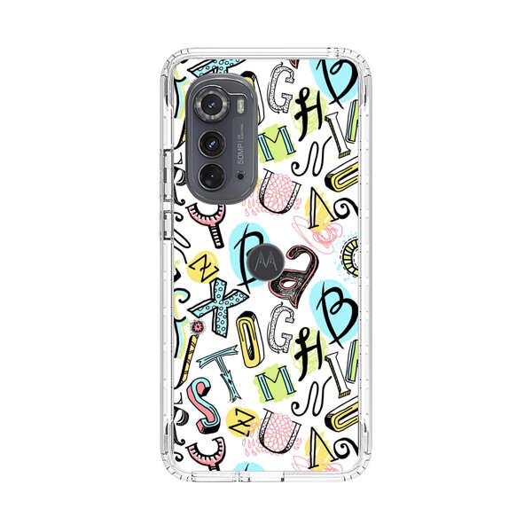 Colorful Scattered Alphabet Letters Pattern Motorola Edge (2022) Case