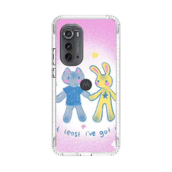 Cute Cat and Rabbit Holding Hands Motorola Edge (2022) Case