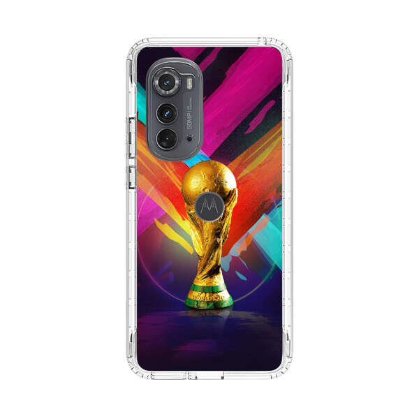 Golden Soccer Trophy with Colorful Abstract Background Motorola Edge (2022) Case