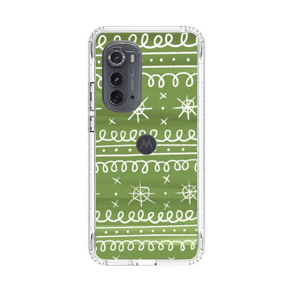 Green White Stars Loop Pattern Motorola Edge (2022) Case