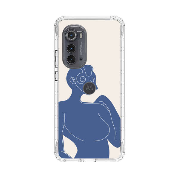 Minimalistic Abstract Female Silhouette Blue Motorola Edge (2022) Case