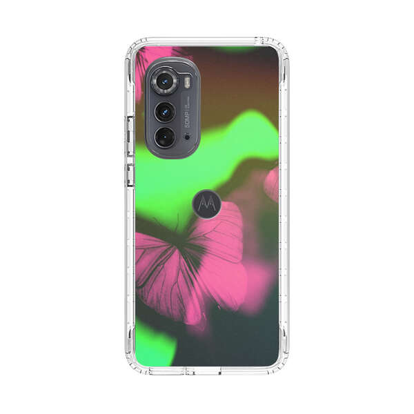 Pink Butterflies Green Background Motorola Edge (2022) Case