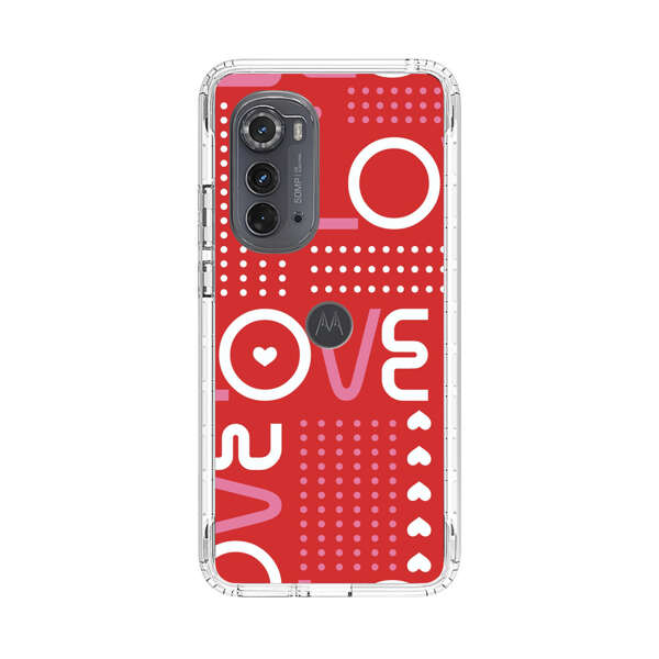 Red Love Typography Pattern Motorola Edge (2022) Case