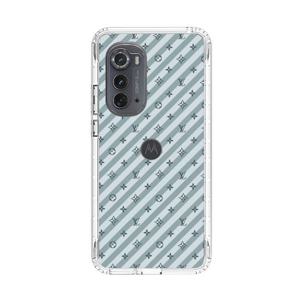 Stylish Blue Diagonal Striped Luxury Logo Pattern Motorola Edge (2022) Case