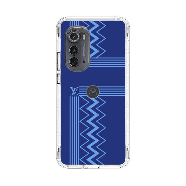 Stylish Geometric Zigzag Pattern in Blue Motorola Edge (2022) Case