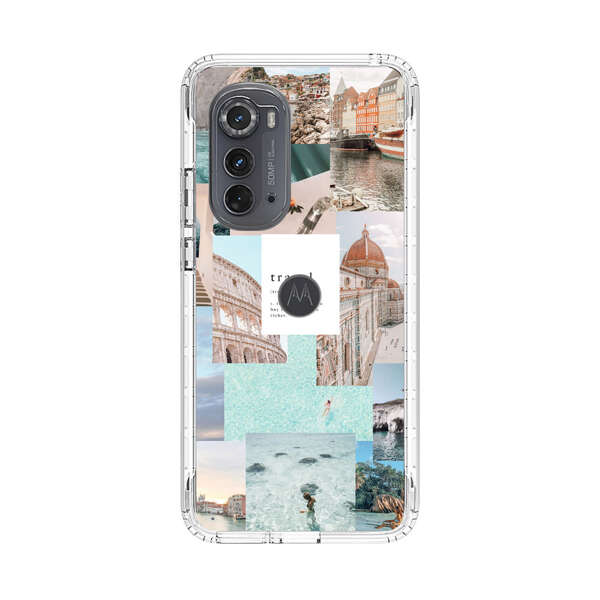 Travel Scenic Collage with Landmarks and Coastline Motorola Edge (2022) Case
