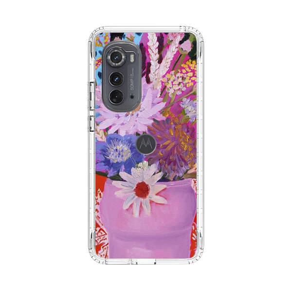 Vibrant Floral Bouquet in Pink Vase Motorola Edge (2022) Case