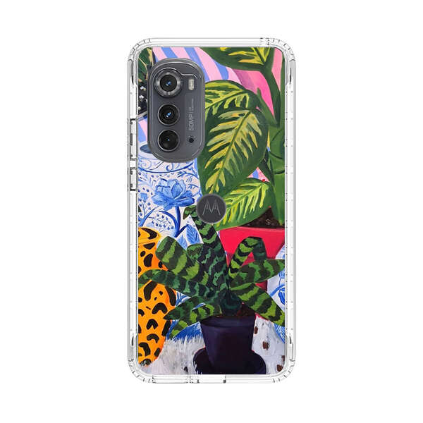 Vibrant Tropical Plants and Decorative Vases Motorola Edge (2022) Case