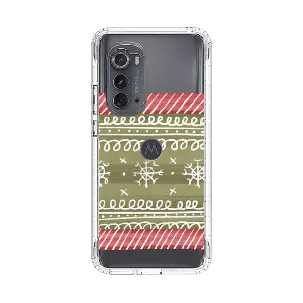 Winter Pattern with Snowflakes and Red Stripes Motorola Edge (2022) Case
