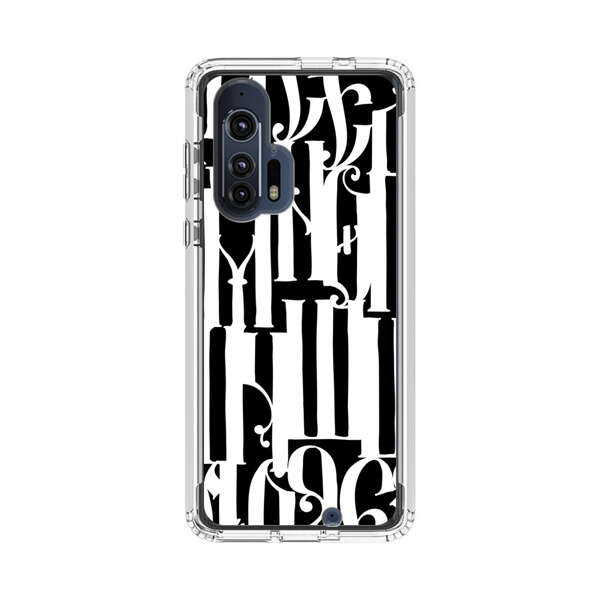 Abstract Black and White Pattern with Ornamental Letters Motorola Edge Plus (2020) Case