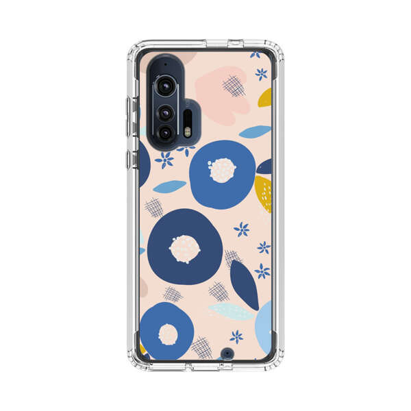 Abstract Floral Pattern with Blue, Pink and Mustard Flowers Motorola Edge Plus (2020) Case