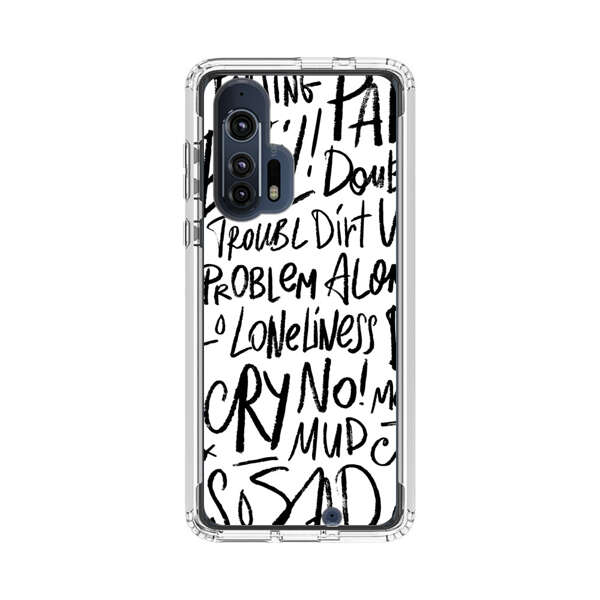 Black and White Negative Words Pattern Motorola Edge Plus (2020) Case