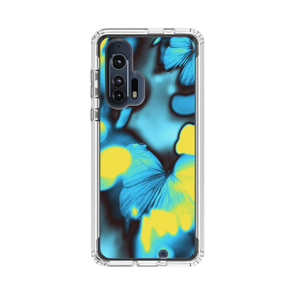 Blue Butterflies Glowing Abstract Background Motorola Edge Plus (2020) Case