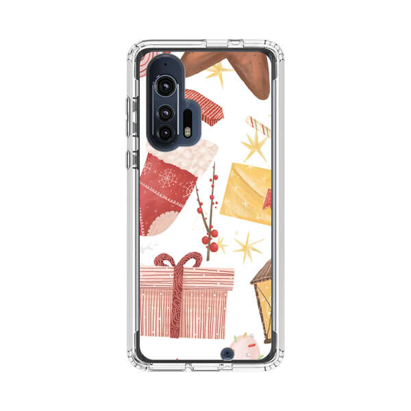 Christmas Festive Pattern with Gingerbread and Gifts Motorola Edge Plus (2020) Case
