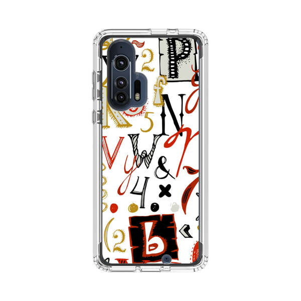 Colorful Hand Drawn Letters and Numbers Pattern Motorola Edge Plus (2020) Case