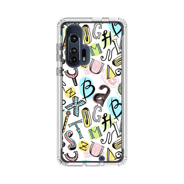 Colorful Scattered Alphabet Letters Pattern Motorola Edge Plus (2020) Case