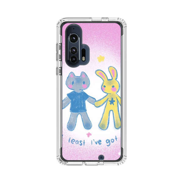 Cute Cat and Rabbit Holding Hands Motorola Edge Plus (2020) Case