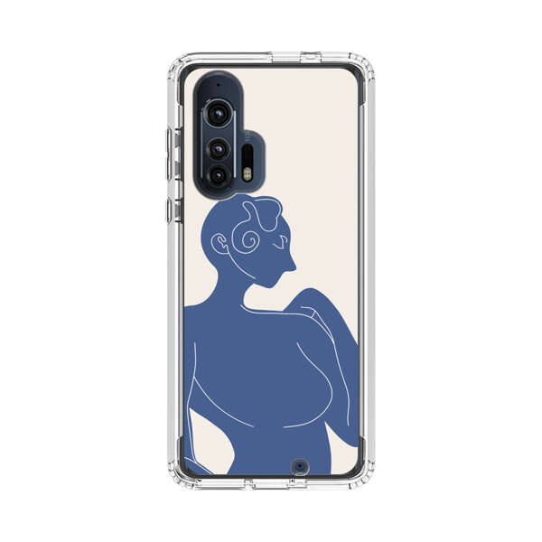Minimalistic Abstract Female Silhouette Blue Motorola Edge Plus (2020) Case
