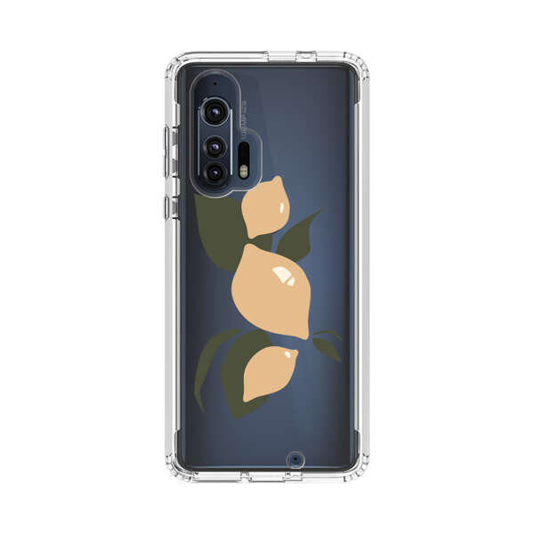 Minimalistic Beige Lemons with Green Leaves Motorola Edge Plus (2020) Case