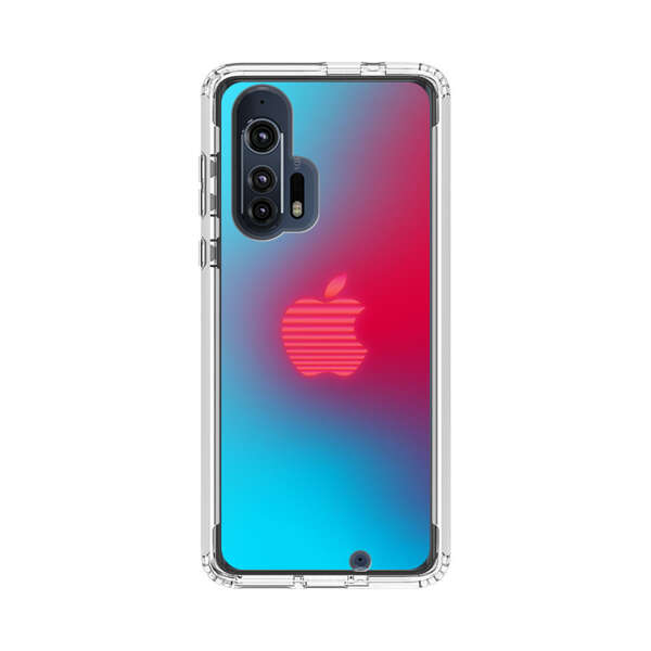 Neon Striped Apple Logo Gradient Background Motorola Edge Plus (2020) Case