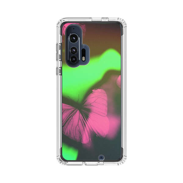 Pink Butterflies Green Background Motorola Edge Plus (2020) Case