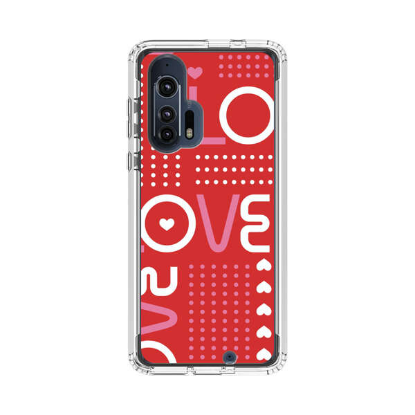 Red Love Typography Pattern Motorola Edge Plus (2020) Case