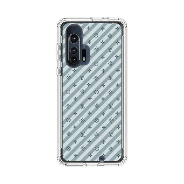 Stylish Blue Diagonal Striped Luxury Logo Pattern Motorola Edge Plus (2020) Case