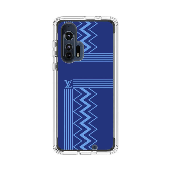 Stylish Geometric Zigzag Pattern in Blue Motorola Edge Plus (2020) Case