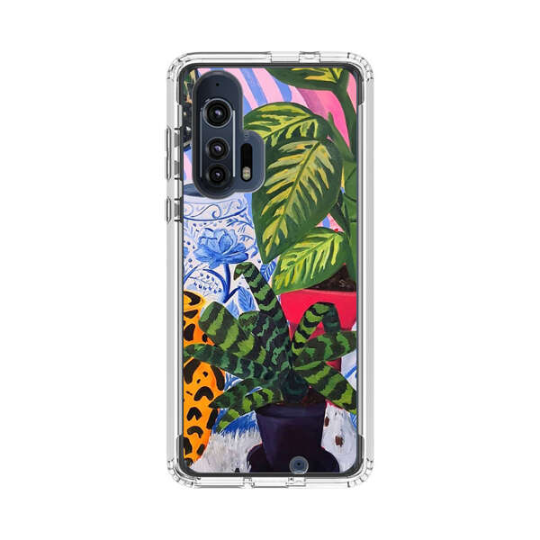 Vibrant Tropical Plants and Decorative Vases Motorola Edge Plus (2020) Case
