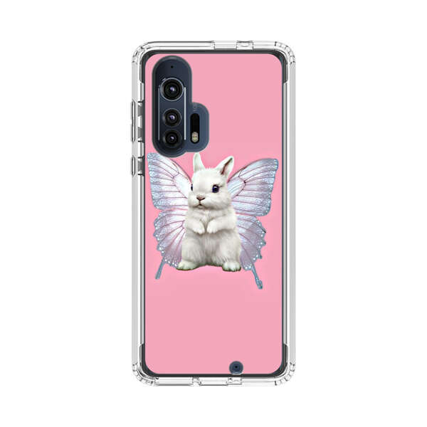 White Bunny with Butterfly Wings Motorola Edge Plus (2020) Case