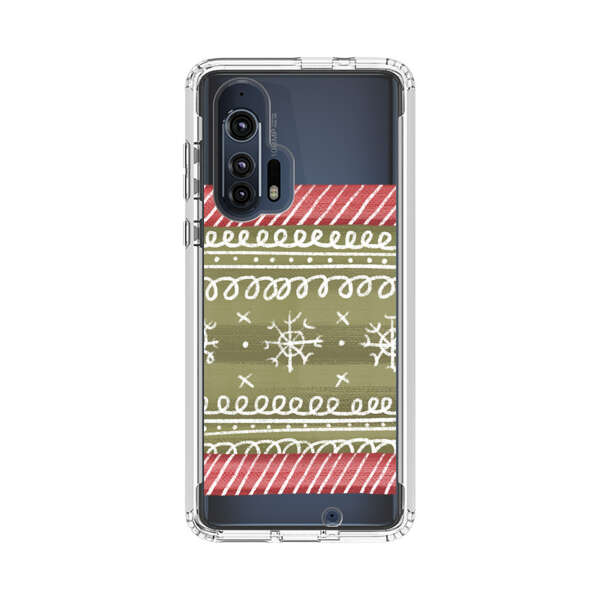 Winter Pattern with Snowflakes and Red Stripes Motorola Edge Plus (2020) Case