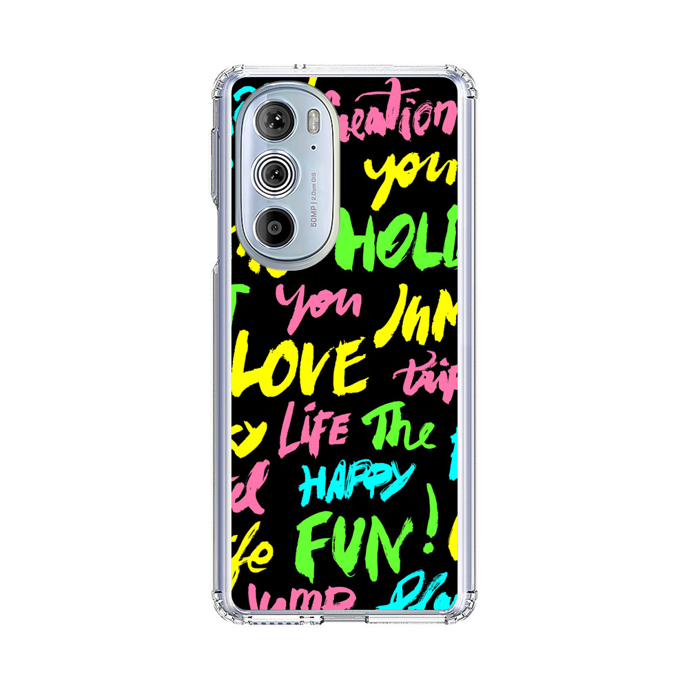 Colorful Positive Motivational Words Pattern neon-words
