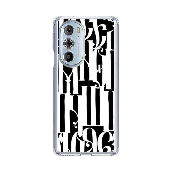 Abstract Black and White Pattern with Ornamental Letters Motorola Edge Plus (2022) Case