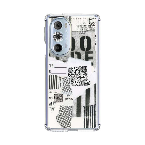 Abstract Collage Torn Paper Barcodes Motorola Edge Plus (2022) Case